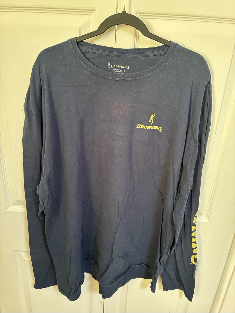 Browning Men's Long Sleeve Logo T-Shirt - Navy with Yellow Accent